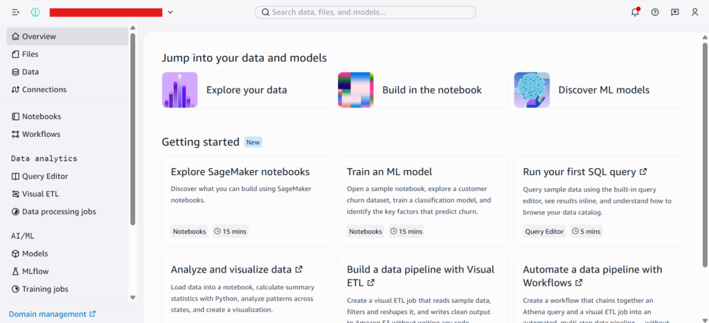 図8. SageMaker Unified Studioセットアップ画面_SageMaker Unified Studioの初期表示