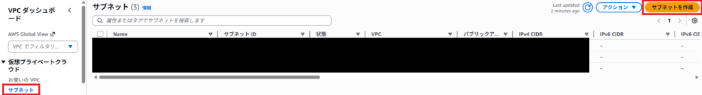 サブネット作成1